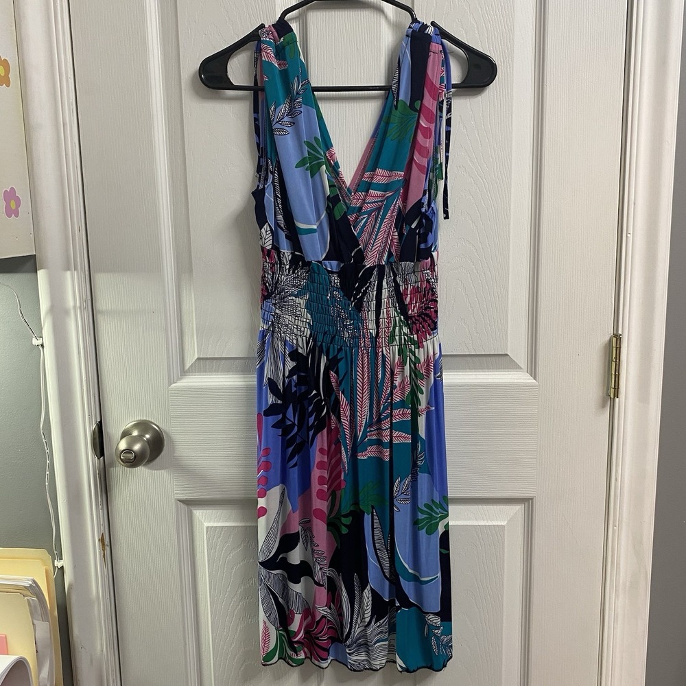 Unbranded Exotic Stretch Elastic Waist‎ Knee Length Dress-Sz.L Sleeveless